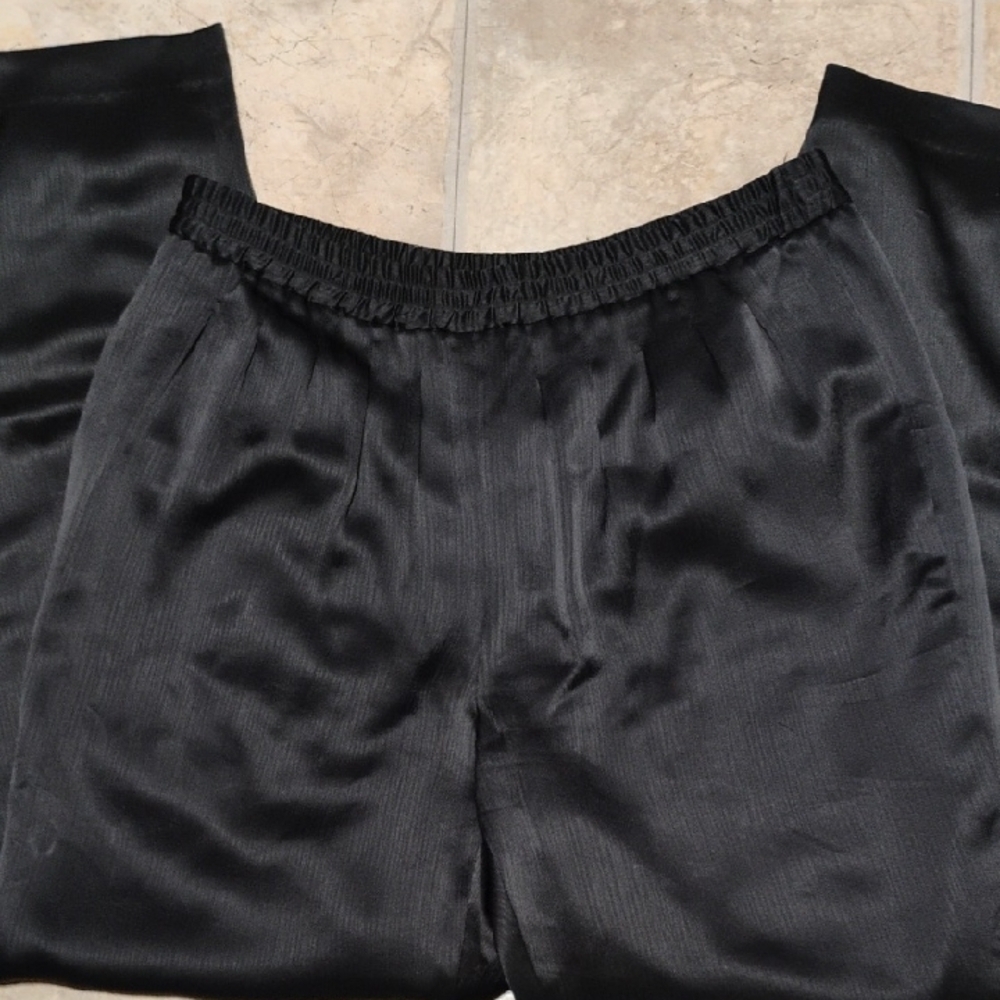Claiborne Black Satin Pleated Trousers